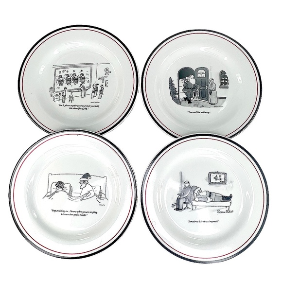 Restoration Hardware "New Yorker" Cartoon Mugs and Plates - Set of 4 - Picture 2 of 9